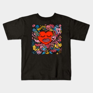 doodle valentine romance Kids T-Shirt